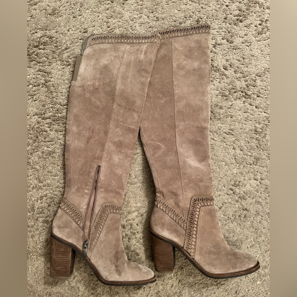 Thigh high suede boots